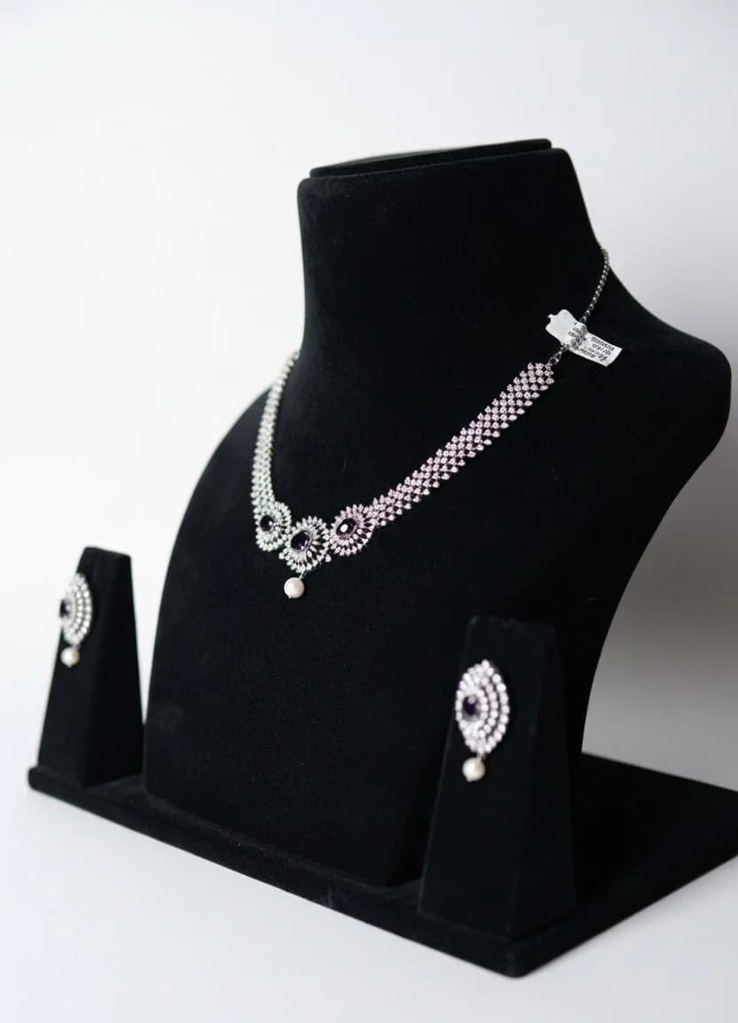 Zirconia Silver Necklace Set