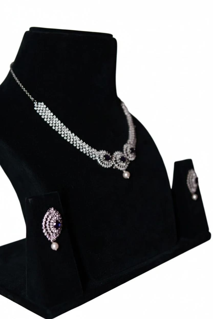 Zirconia Silver Necklace Set