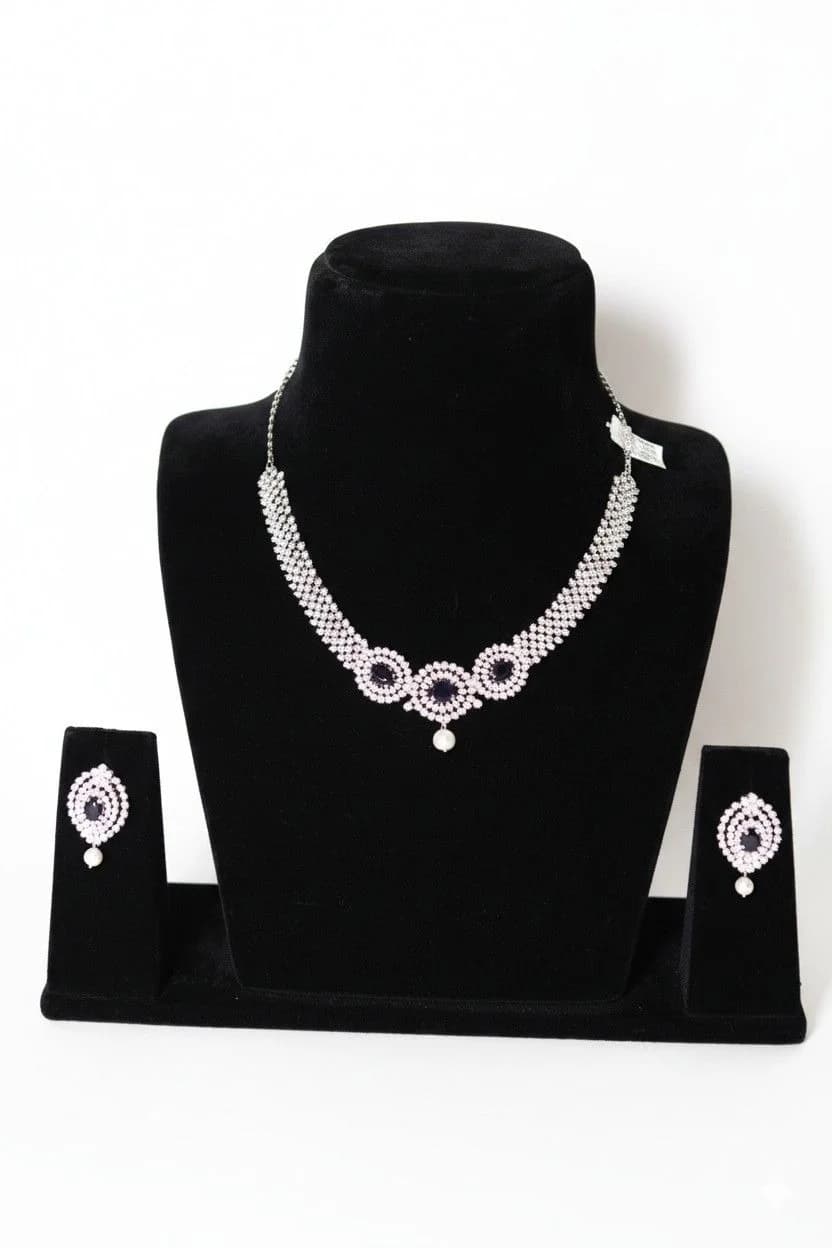 Zirconia Silver Necklace Set