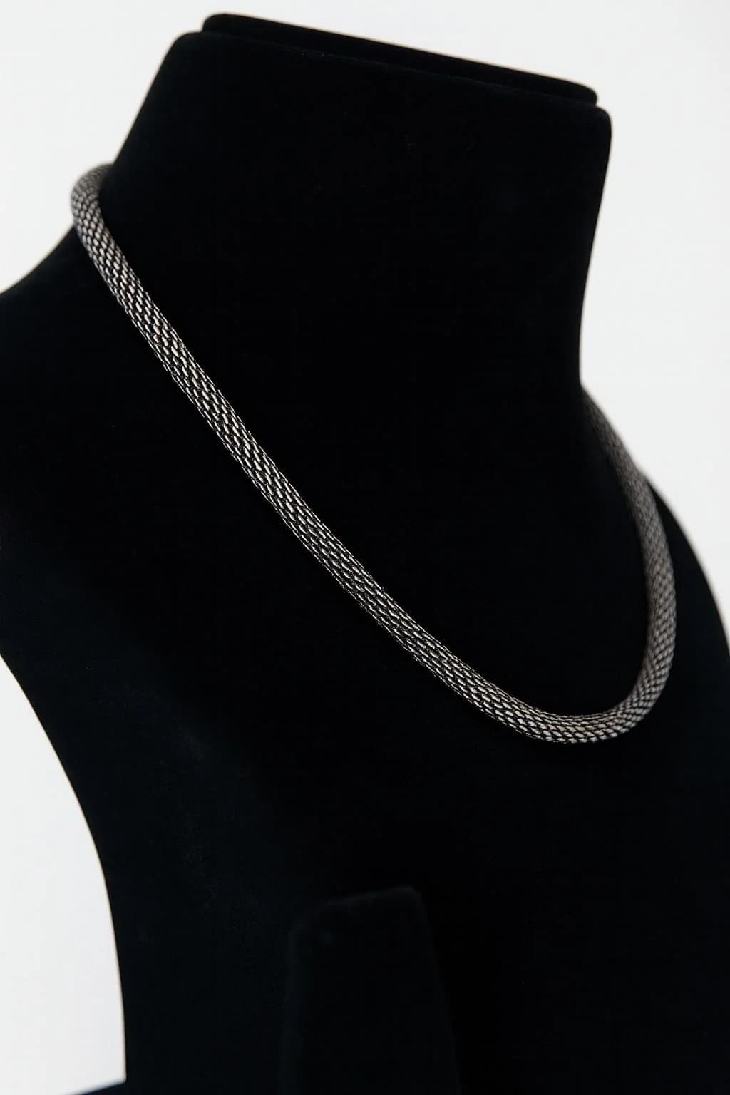 Oxidized Silver Herringbone Chain