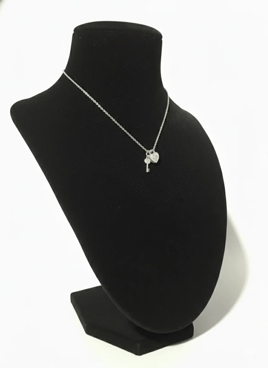 Sterling Silver Heart and Key Necklace