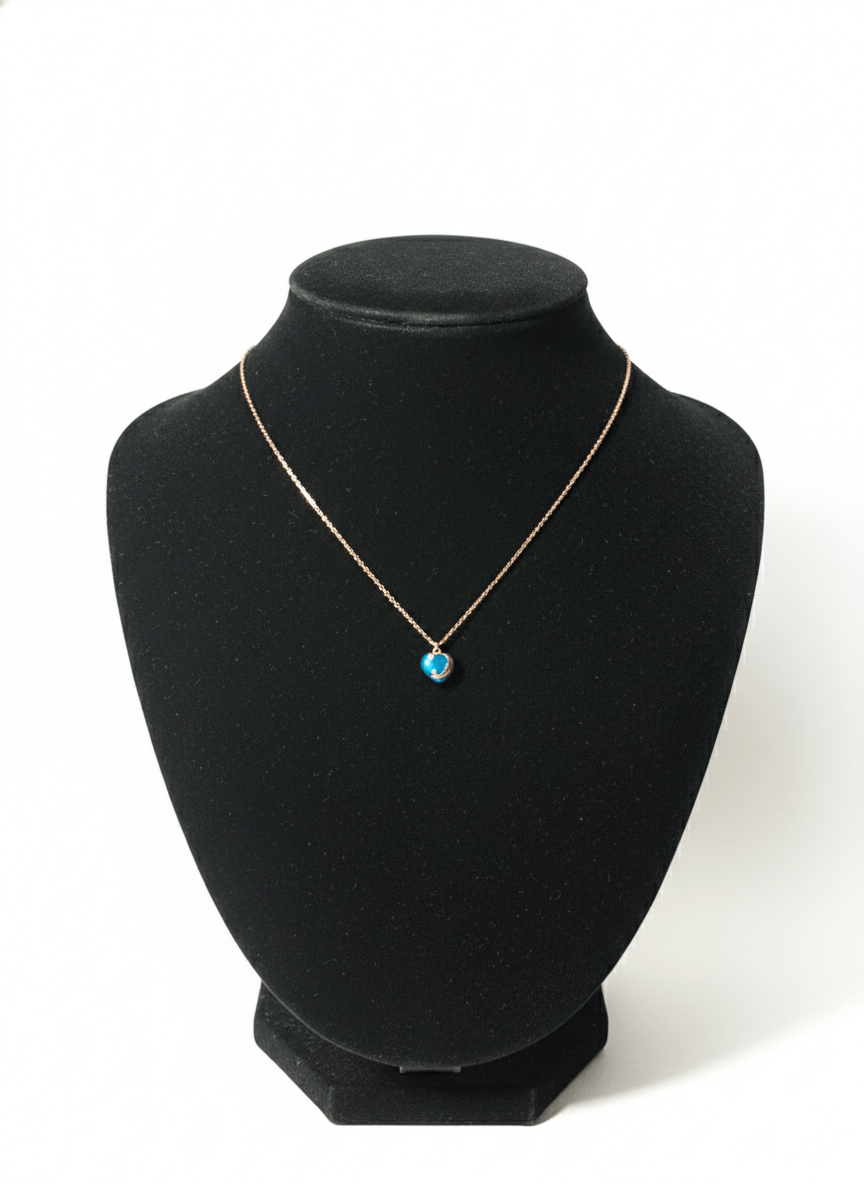 Rose Gold Blue Stone Necklace