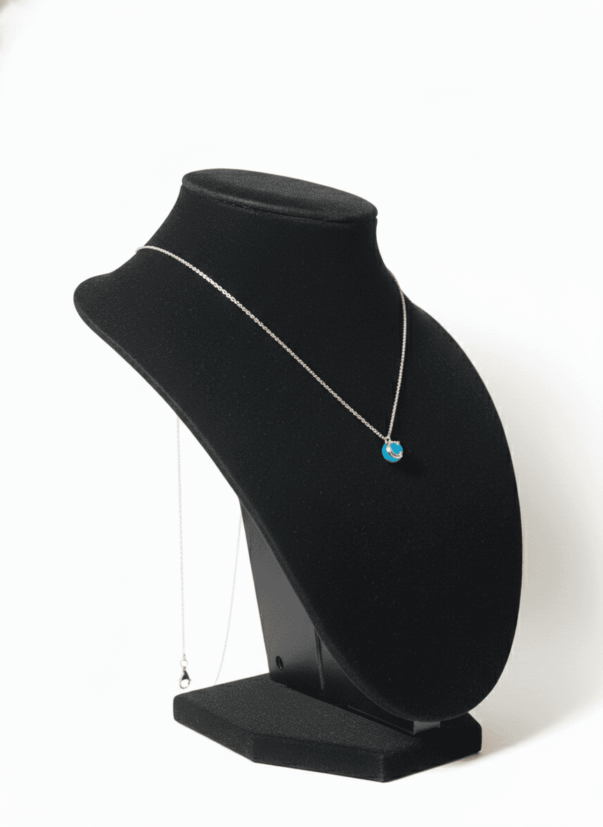 Rose Gold Blue Stone Necklace