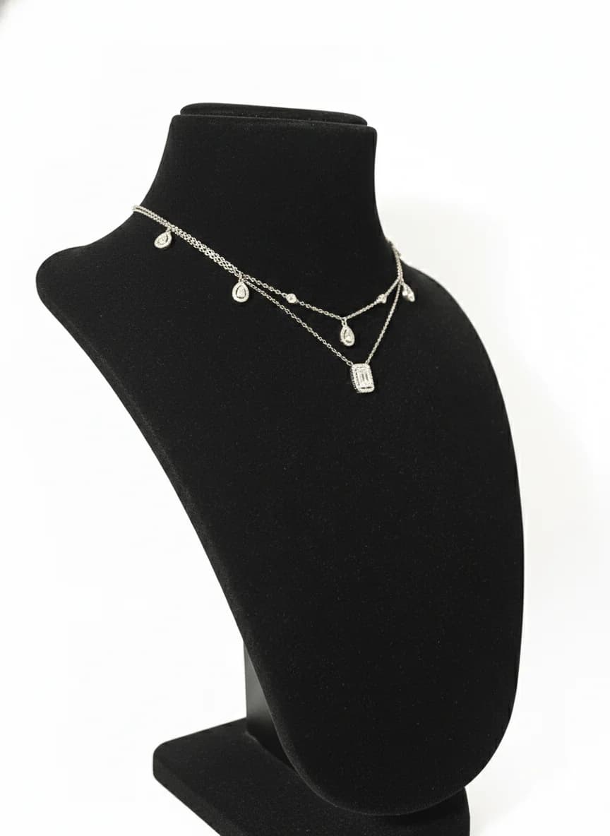 Silver Double Layer Chain Necklace