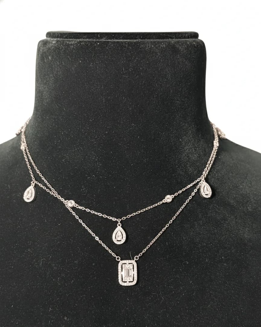 Silver Double Layer Chain Necklace