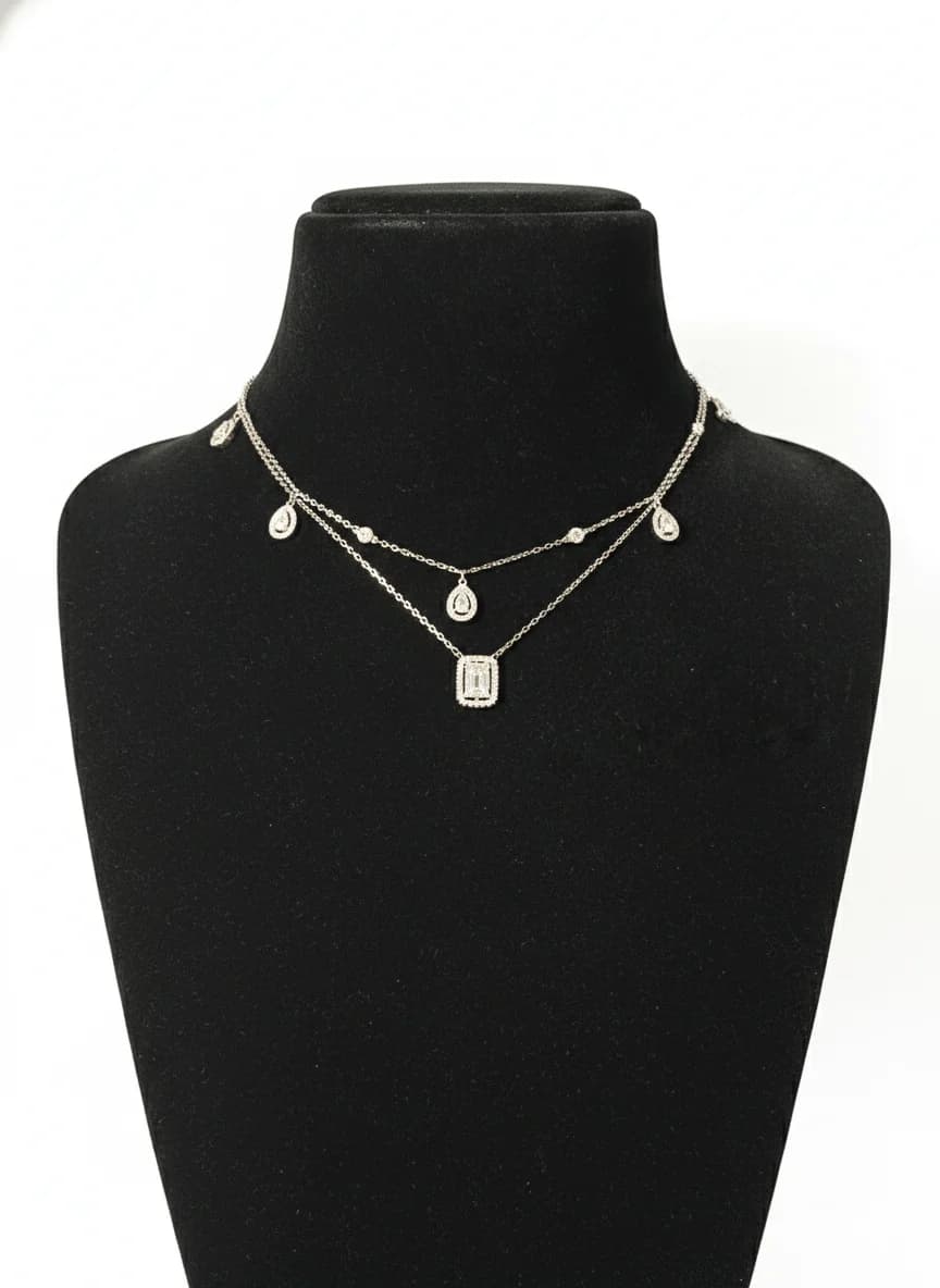 Silver Double Layer Chain Necklace