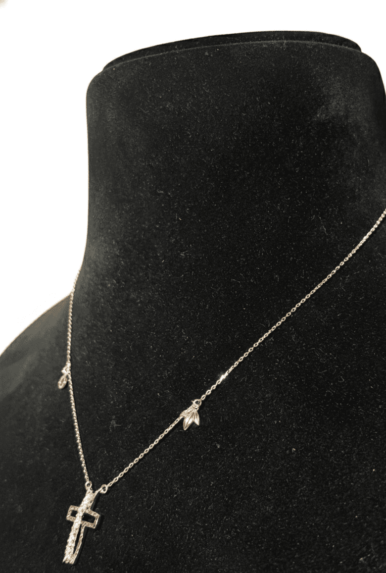 Silver & Gold Accent Cross Chain