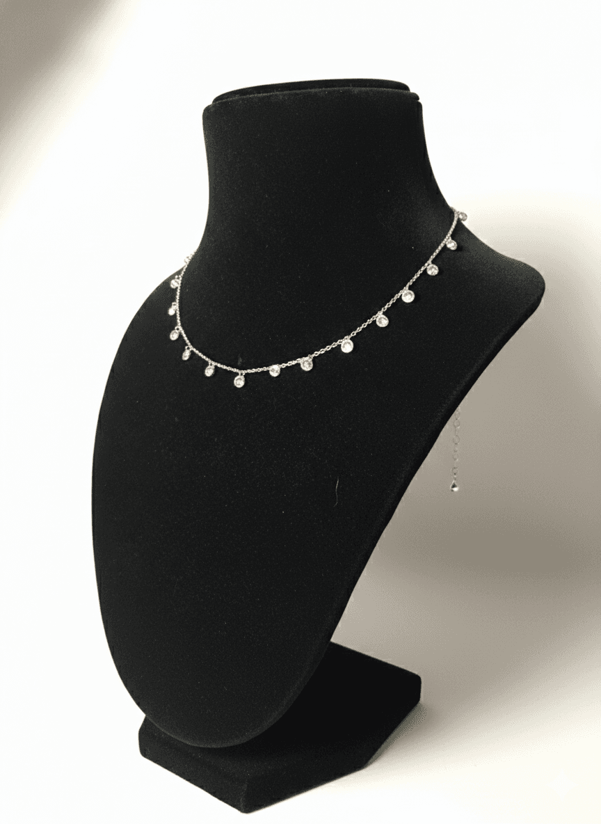 Sterling Silver Crystals Necklace
