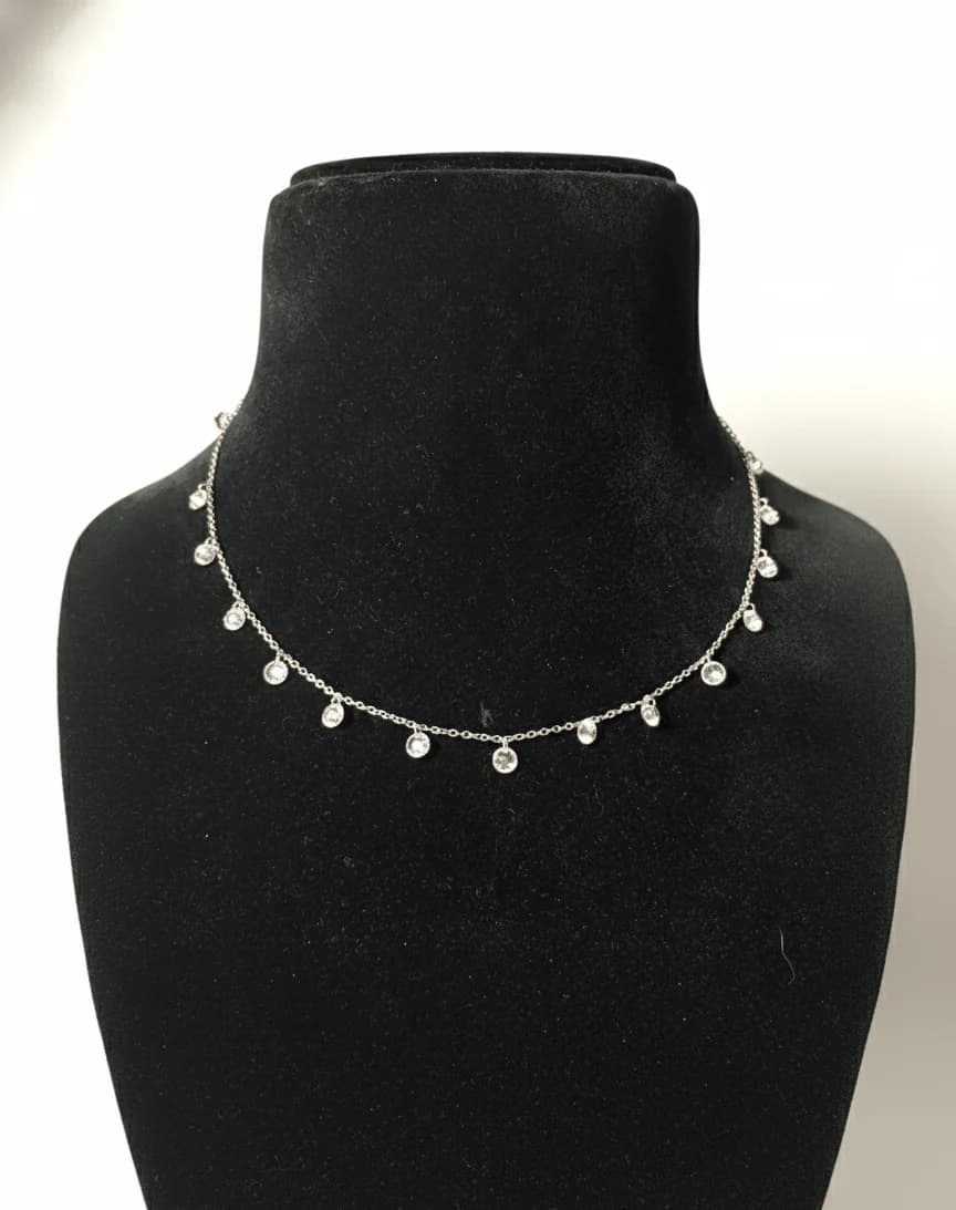 Sterling Silver Crystals Necklace