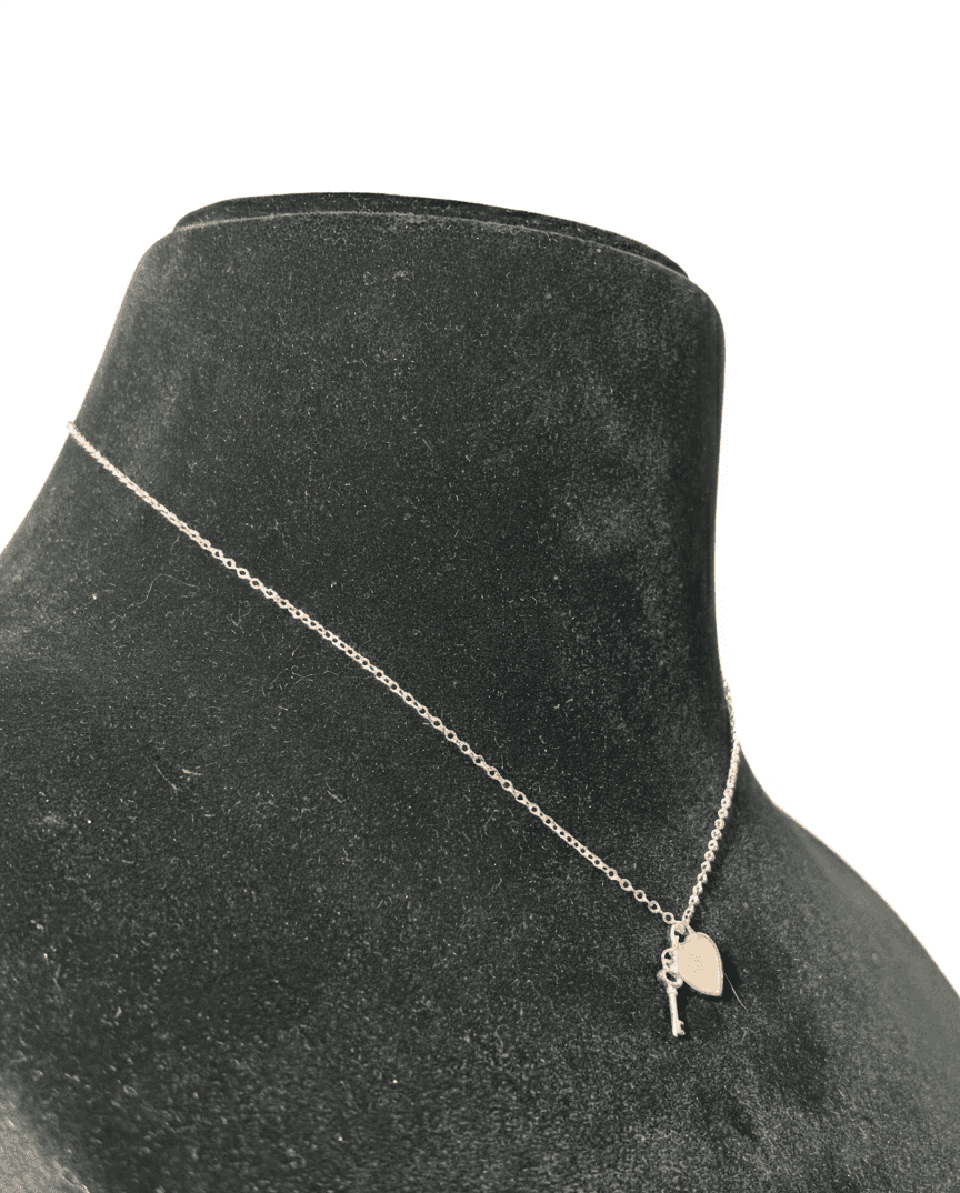 Sterling Silver Heart and Key Necklace