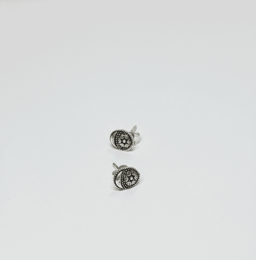 Floral Wheel Silver Stud Earrings