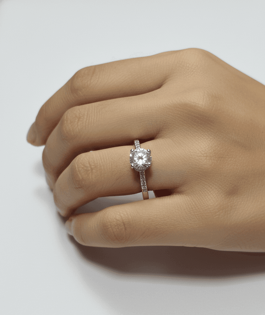 Solitaire Ring with Accent Stones