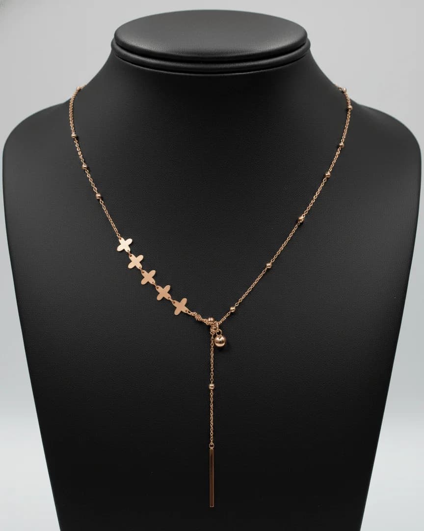 Rose Gold Butterfly Lariat Necklace