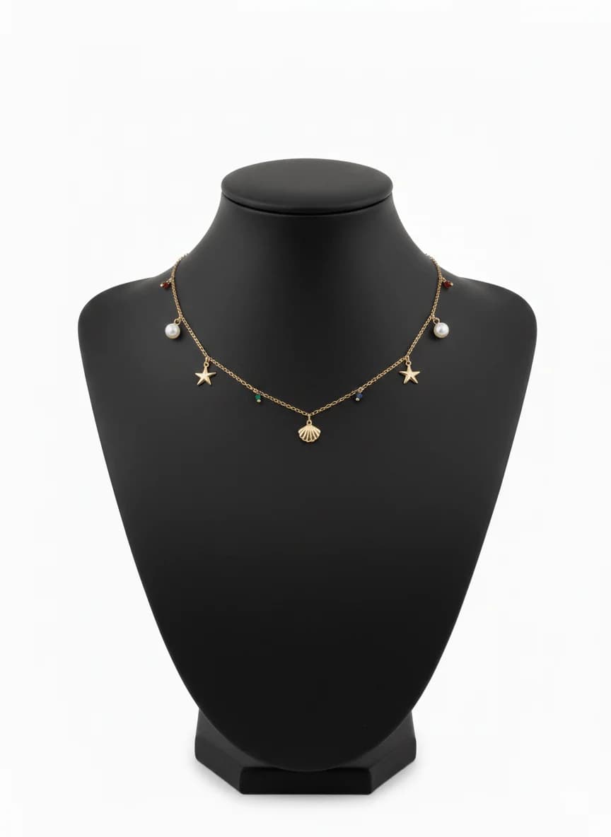 Golden Ocean Charm Necklace