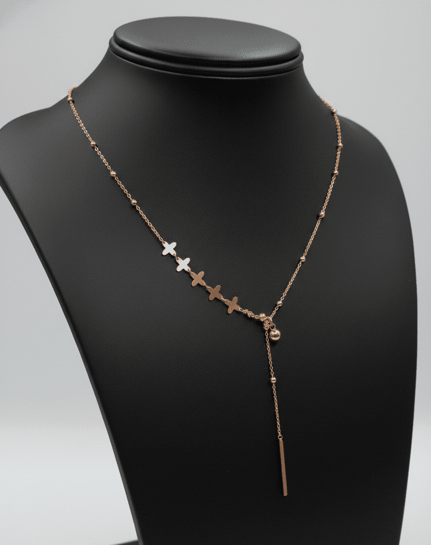 Rose Gold Butterfly Lariat Necklace