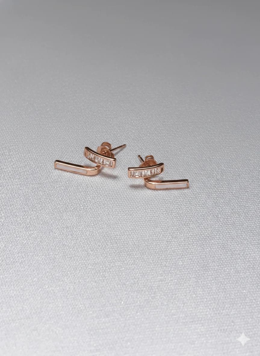 Rose Gold T-Bar Stud Earrings