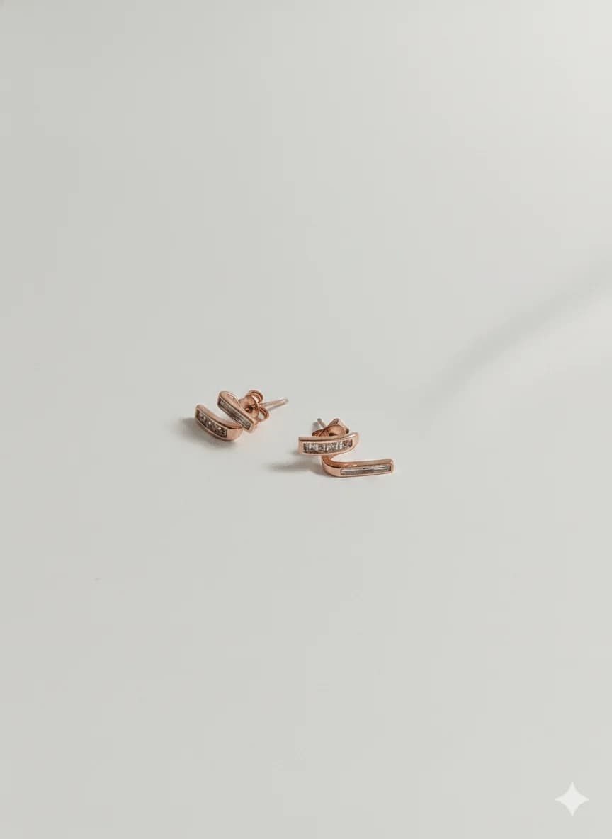 Rose Gold T-Bar Stud Earrings