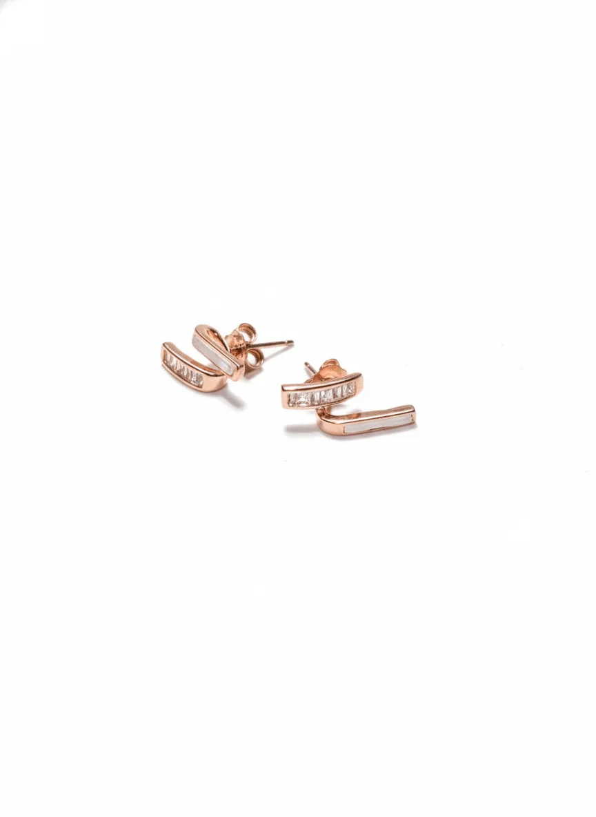 Rose Gold T-Bar Stud Earrings