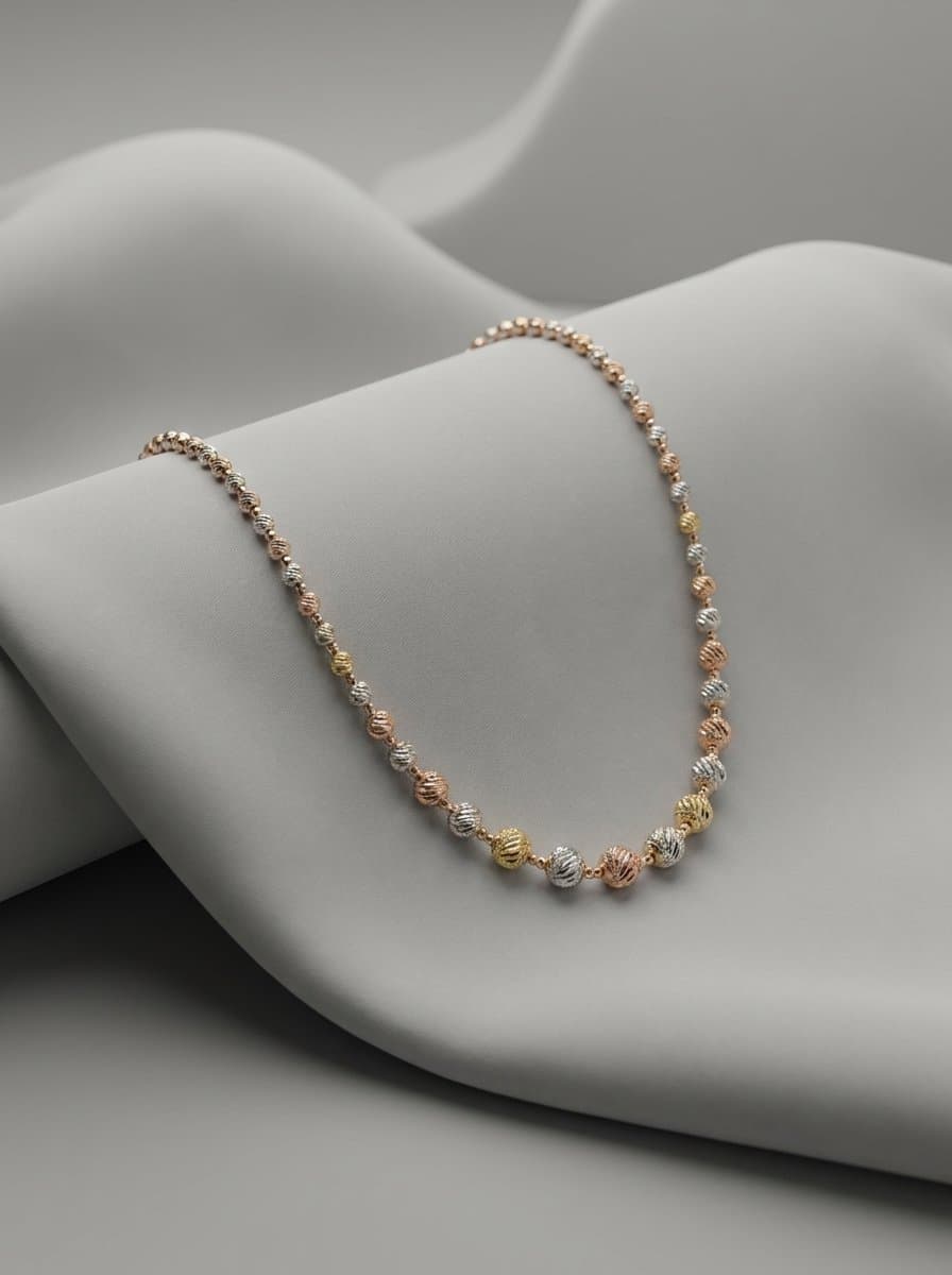 Luxury Tri-Tone Crystal Bead Necklace