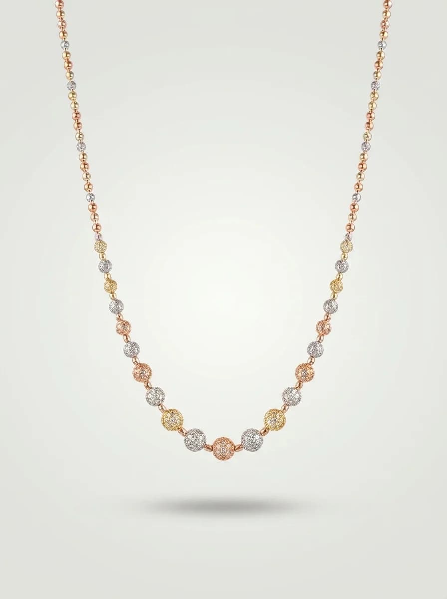 Luxury Tri-Tone Crystal Bead Necklace