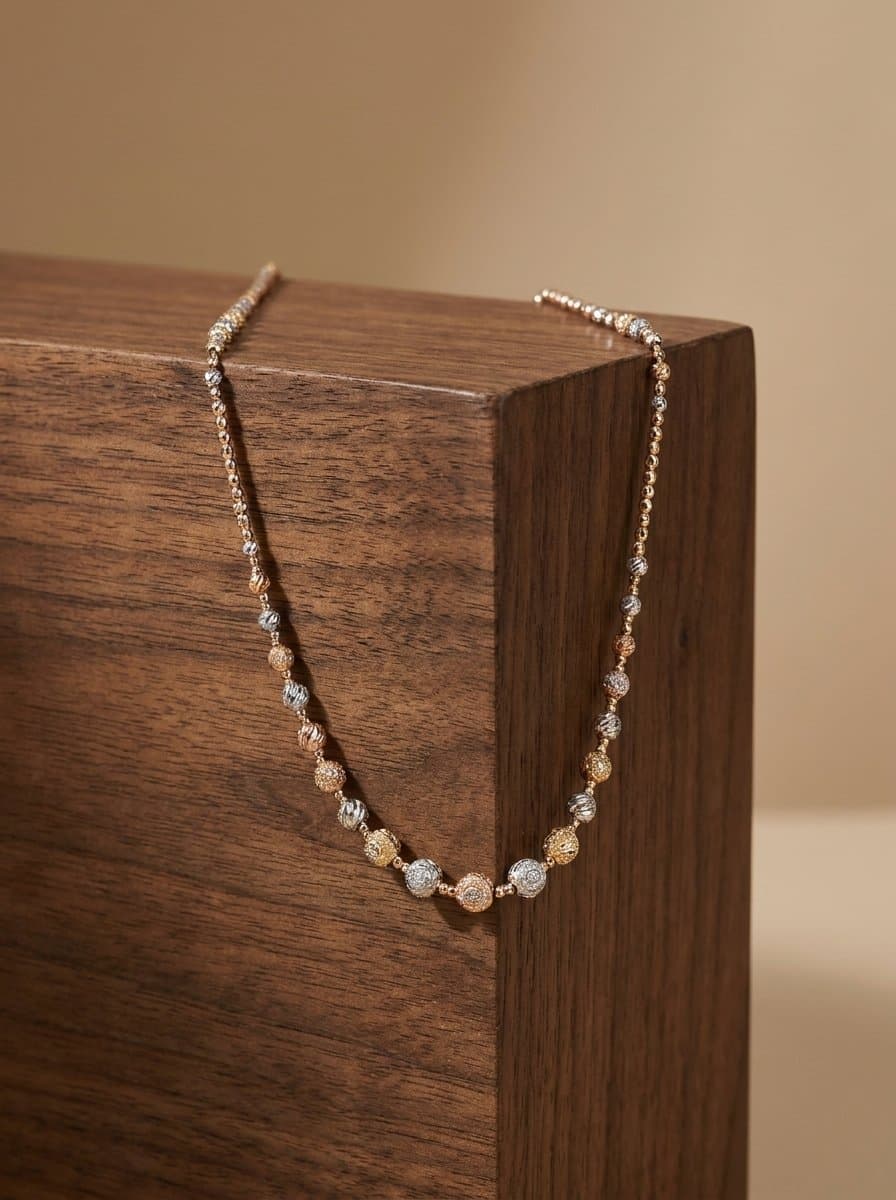 Luxury Tri-Tone Crystal Bead Necklace