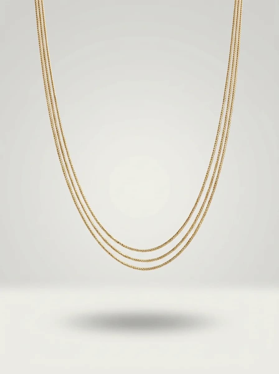 Elegant Triple Layer Gold Chain Necklace