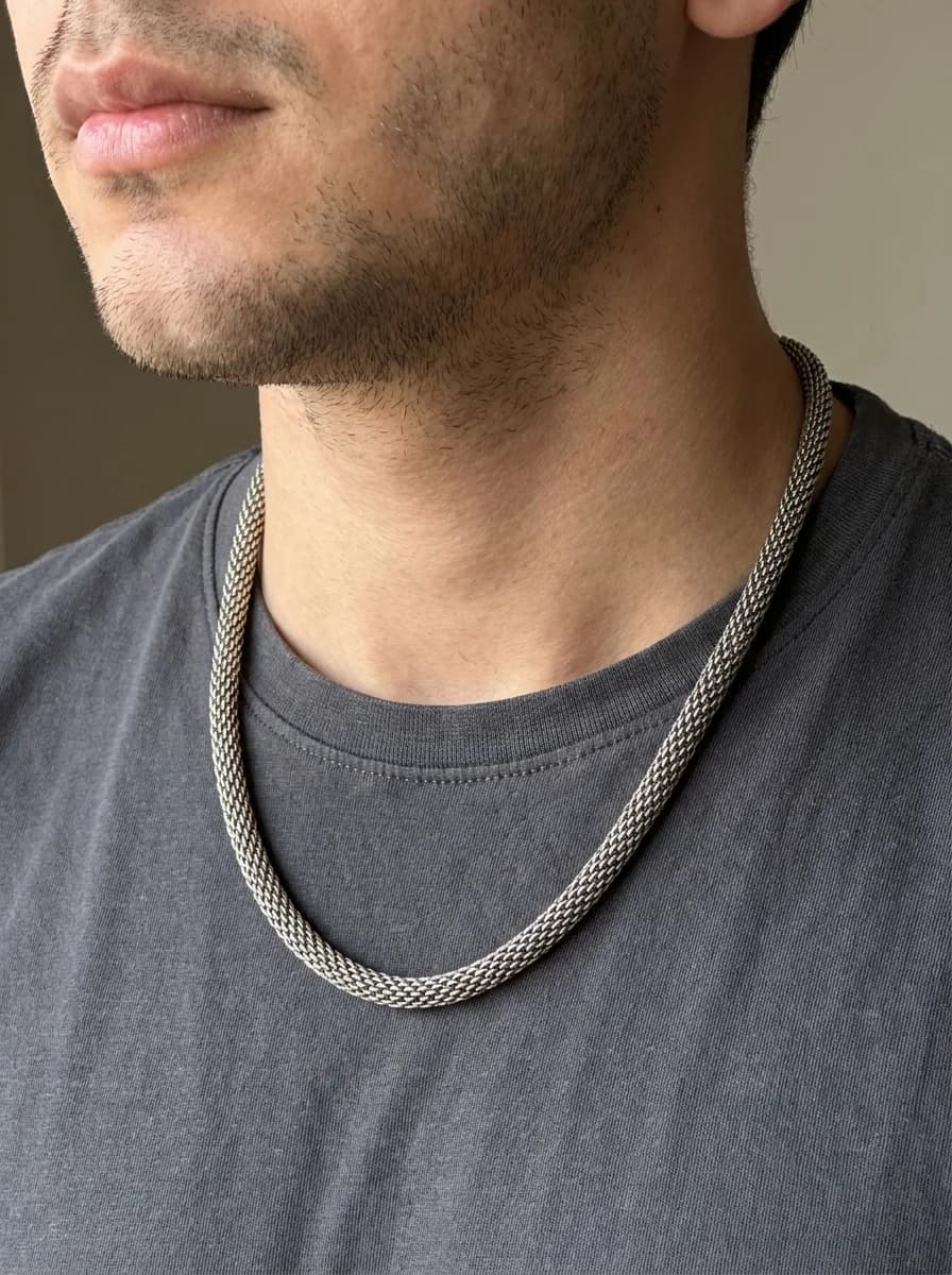 Premium Silver Mesh Chain Necklace