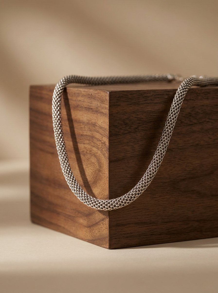 Premium Silver Mesh Chain Necklace
