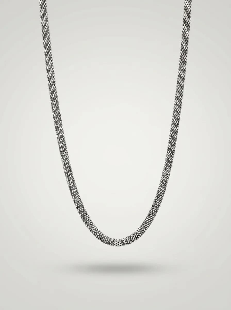 Premium Silver Mesh Chain Necklace