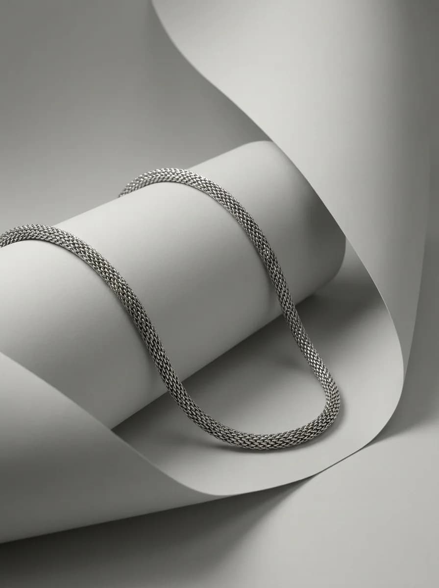 Premium Silver Mesh Chain Necklace