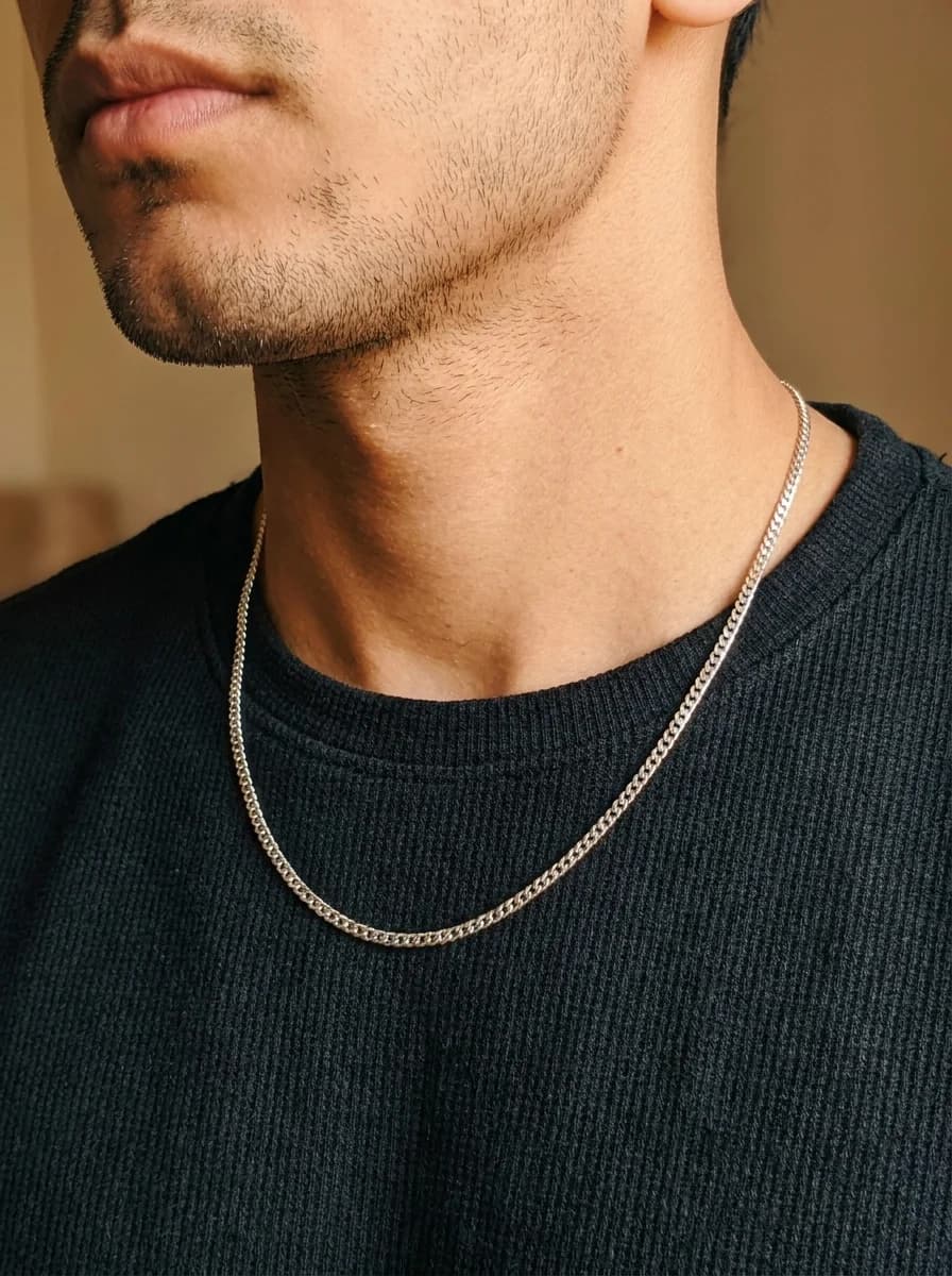 Classic Silver Curb Chain Necklace