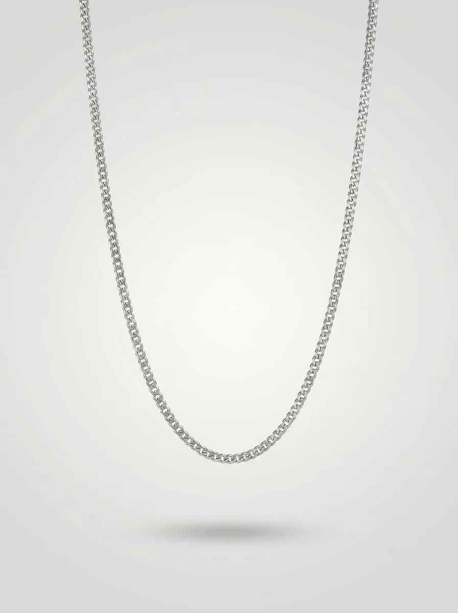 Classic Silver Curb Chain Necklace