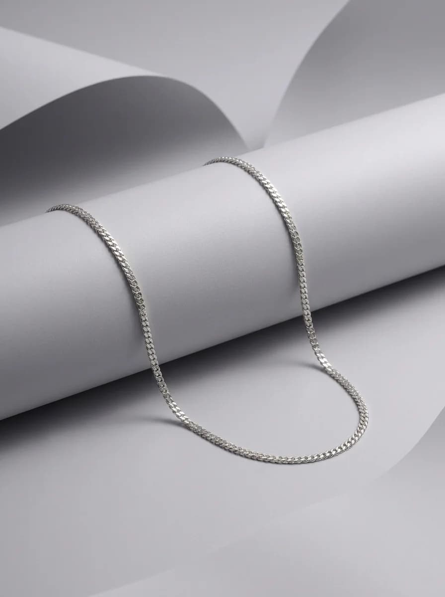 Classic Silver Curb Chain Necklace