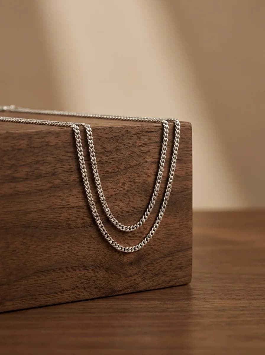 Classic Silver Curb Chain Necklace