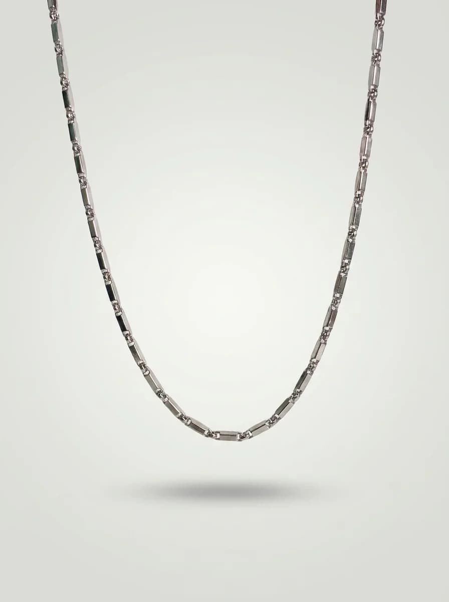 Modern Silver Bar Link Chain Necklace