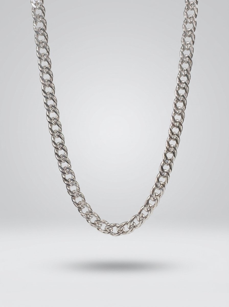 Bold Silver Double Link Chain Necklace