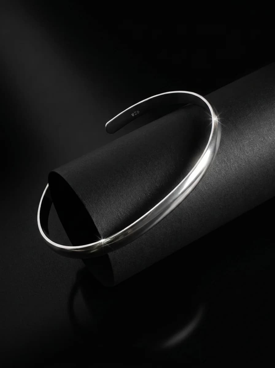 Classic Minimal Silver Open Cuff Bracelet