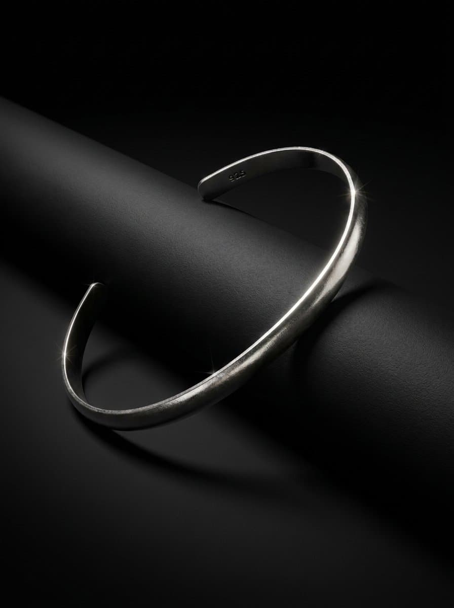 Classic Minimal Silver Open Cuff Bracelet