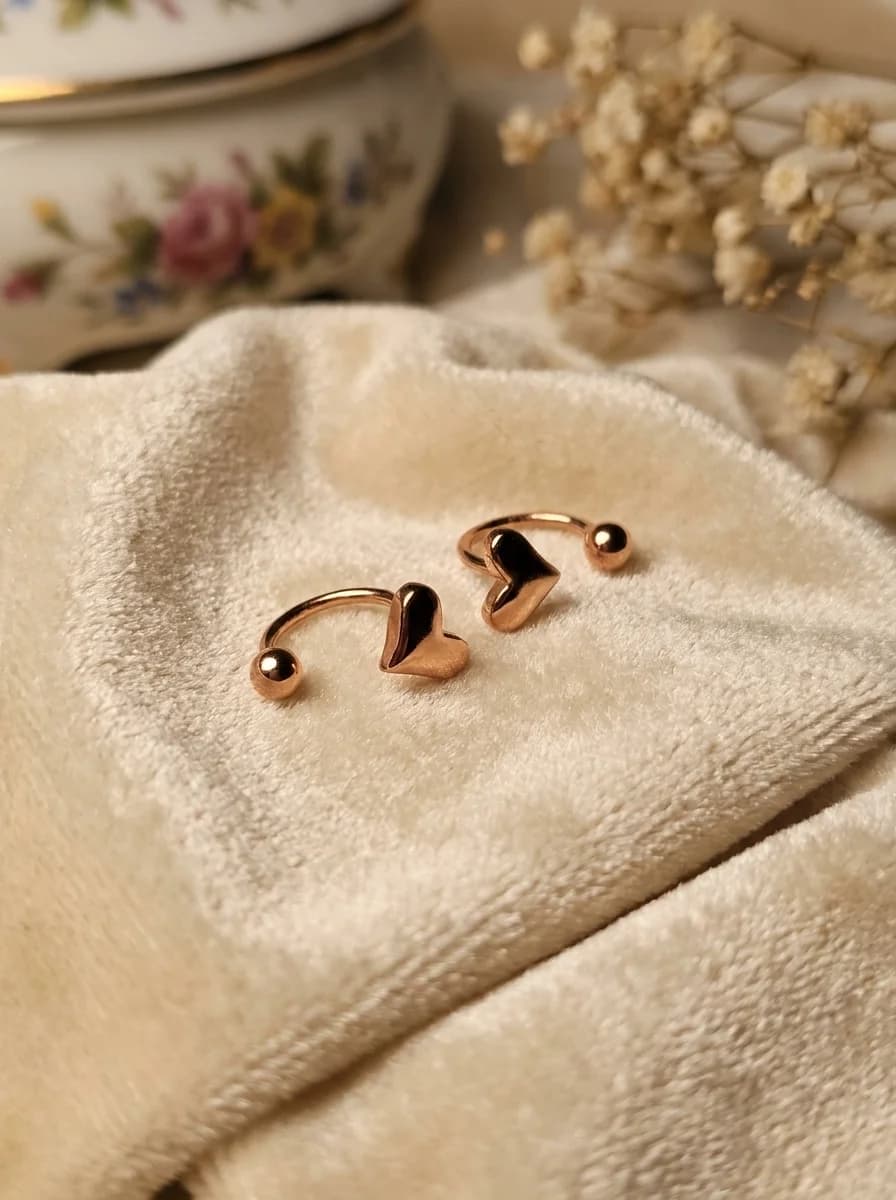 Rose Gold Heart Minimal Stud Earrings