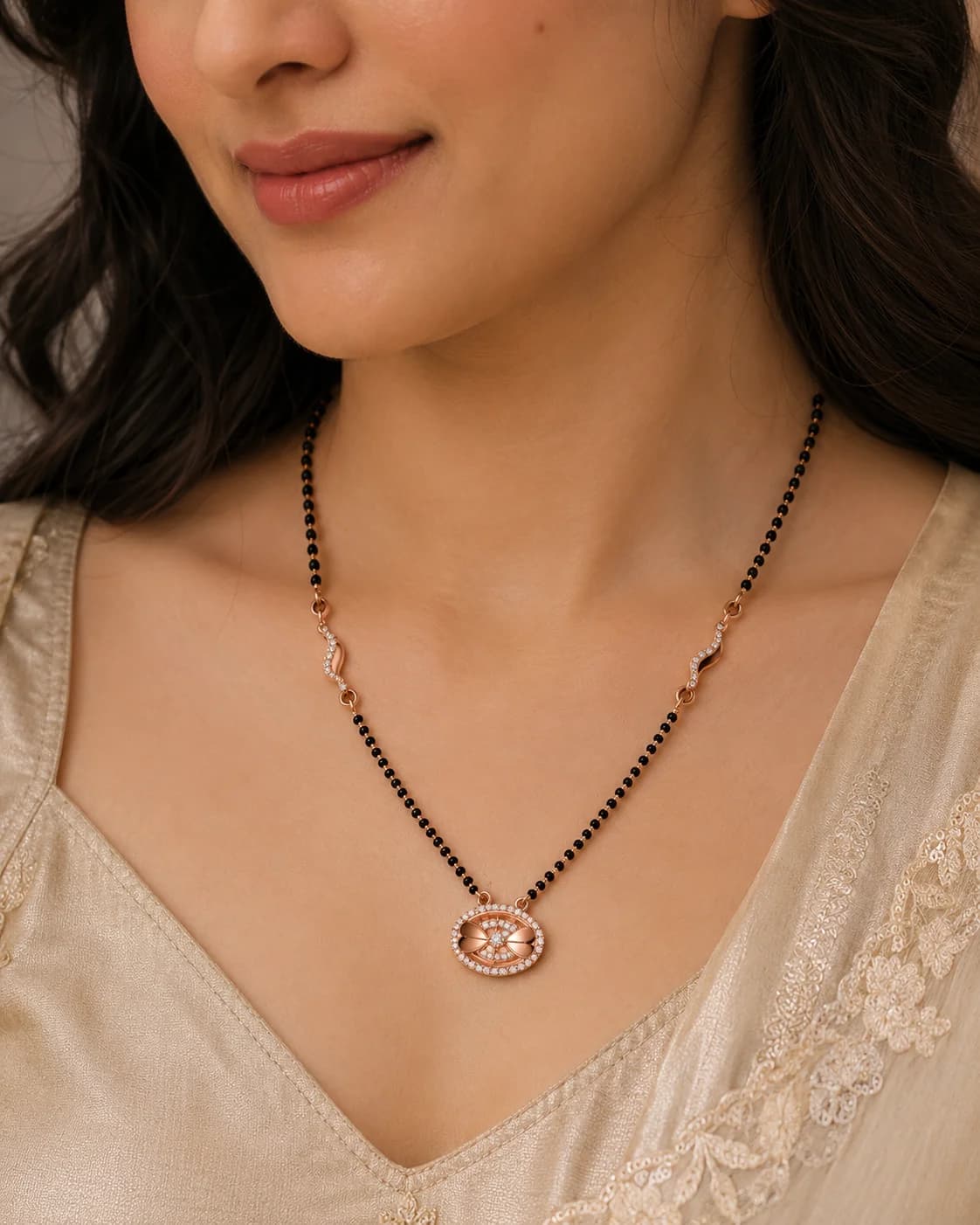 Aurielle Rose Gold Plated Sterling Silver Mangalsutra