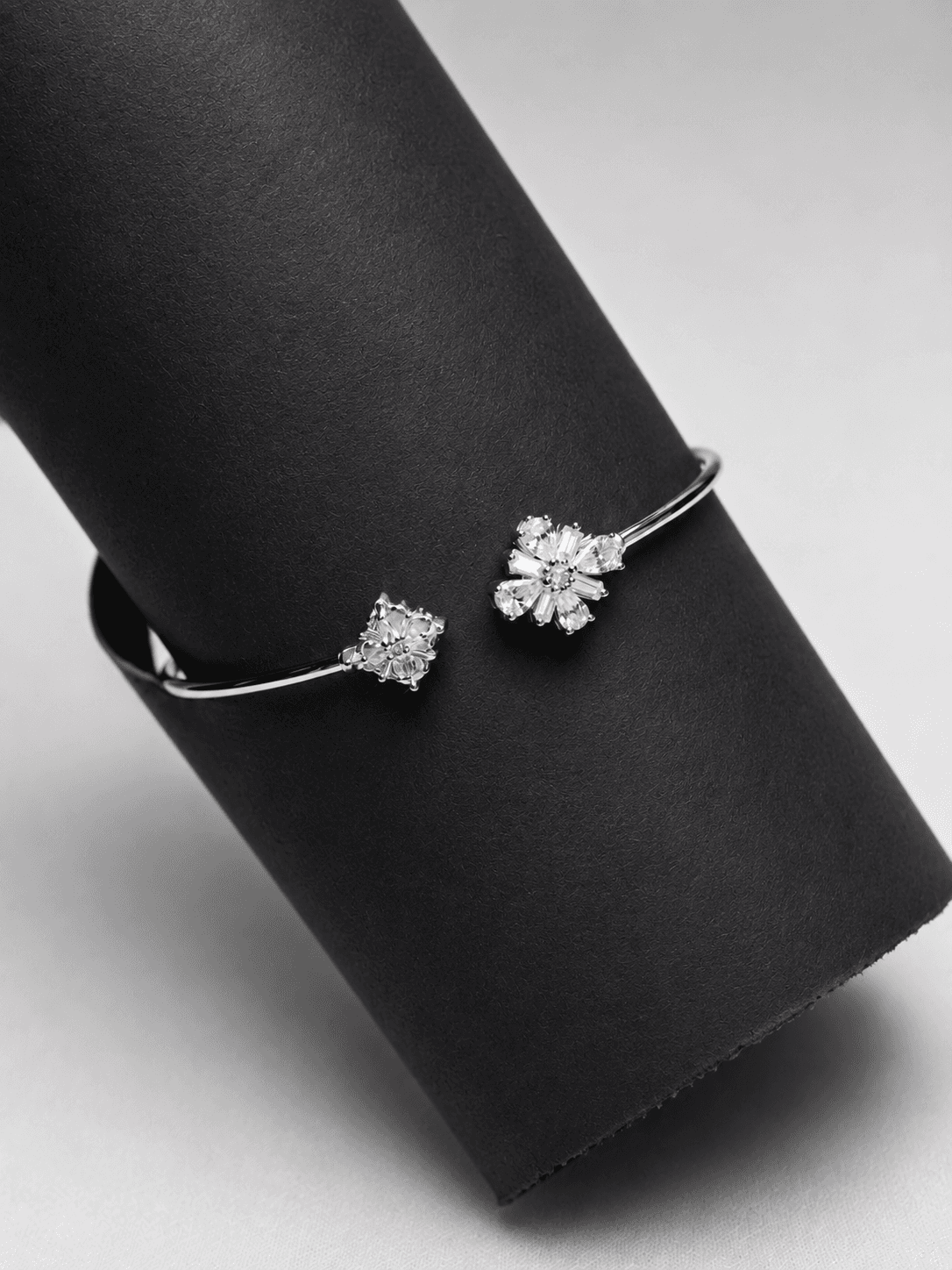 Elegant Floral Crystal Open Bracelet