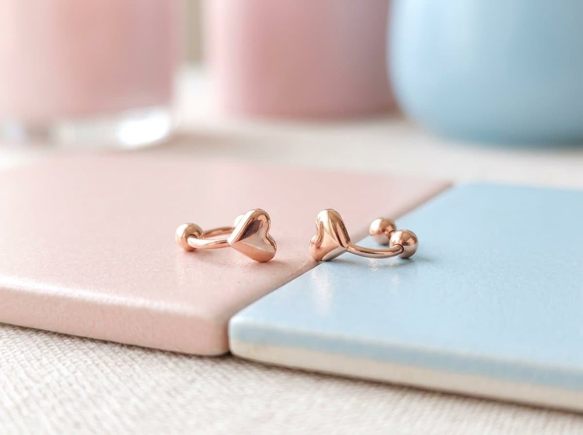 Rose Gold Heart Minimal Stud Earrings