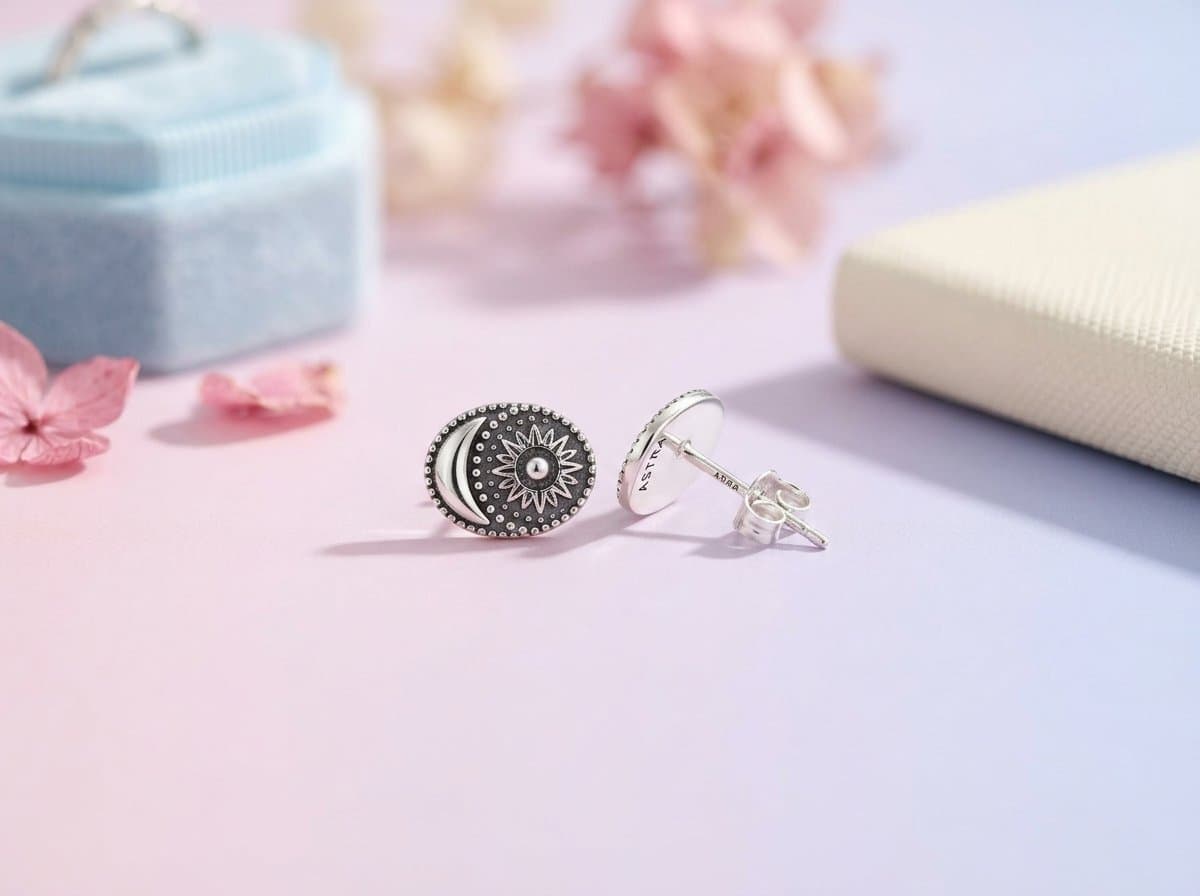 Vintage Oxidised Spiral Stud Earrings