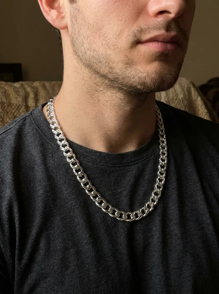 Bold Silver Double Link Chain Necklace
