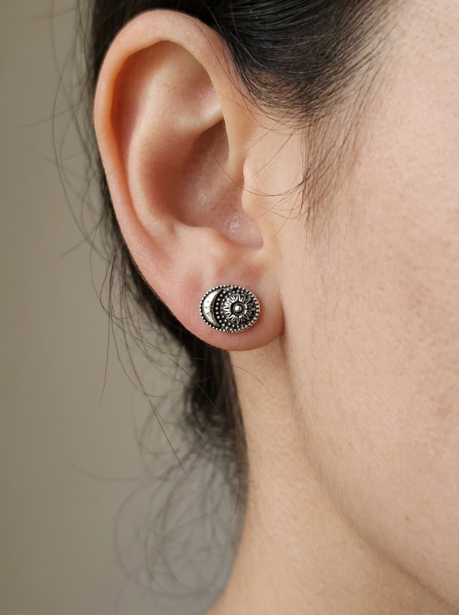 Vintage Oxidised Spiral Stud Earrings
