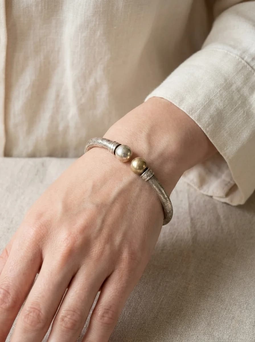 Classic Dual Bead Open Bracelet