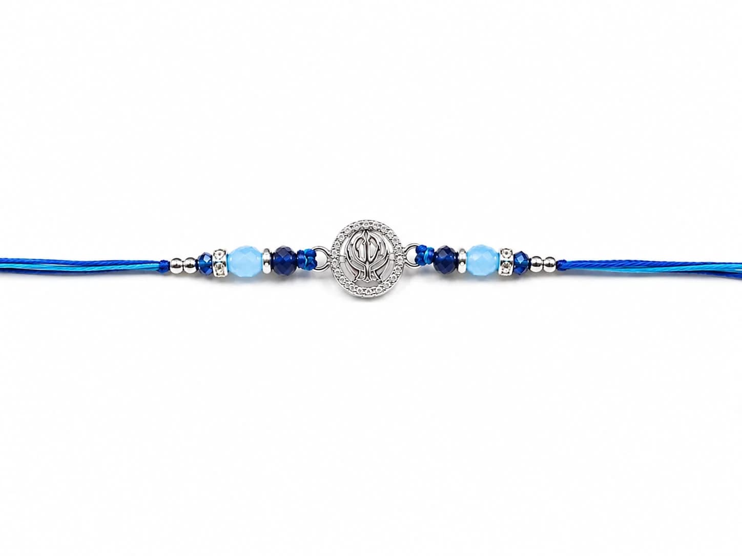 Khanda Rakhi for Brother | Blue Beaded Sikh Raksha Bandhan Thread