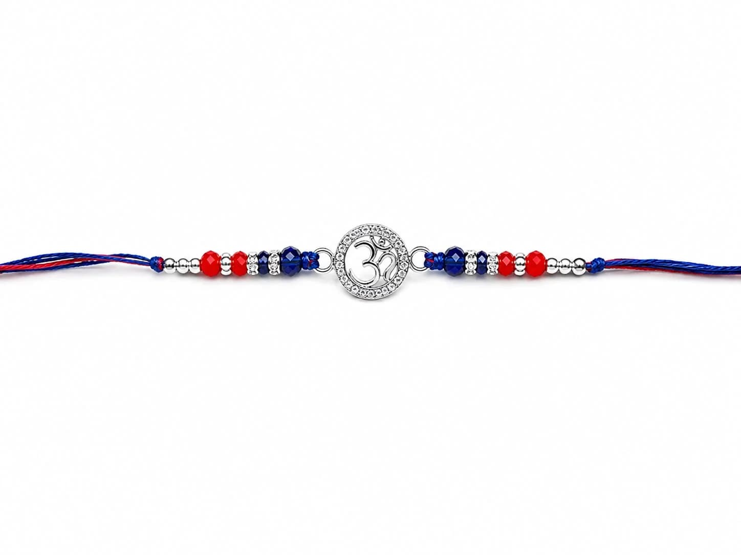 Om Rakhi for Brother | Red Blue Beaded Spiritual Raksha Bandhan Thread