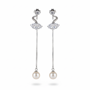 American diamond and cubic zirconia silver-plated dangle drop earrings