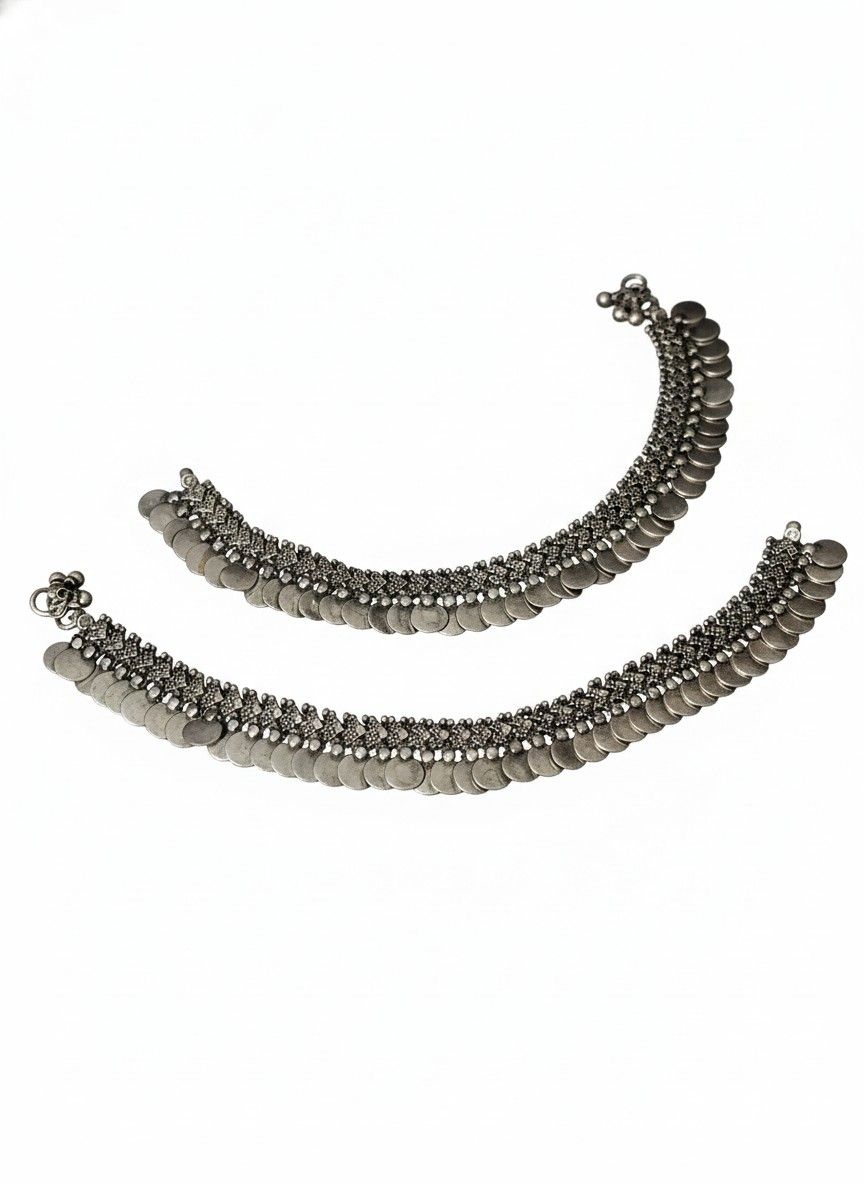 Black Metal Oxidised Silver payal